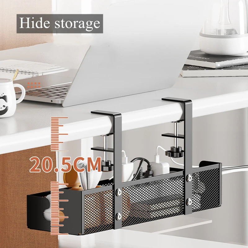 No-Drill Under Desk Cable Management Tray – Extendable Wire Organizer for Home & Office