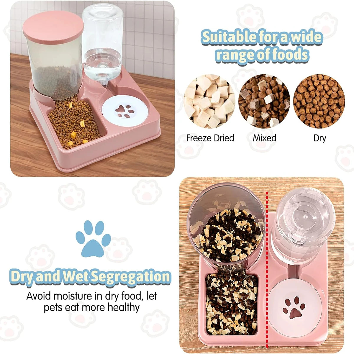2-in-1 Automatic Cat Feeder & Water Dispenser Set – Gravity Food and Water Feeder for Pets