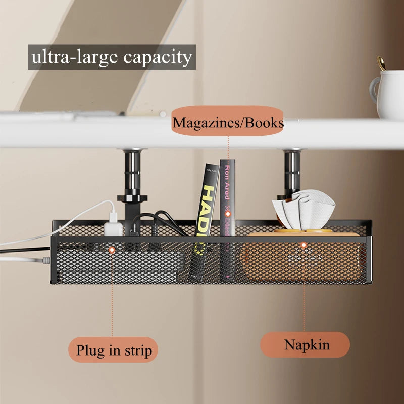No-Drill Under Desk Cable Management Tray – Extendable Wire Organizer for Home & Office