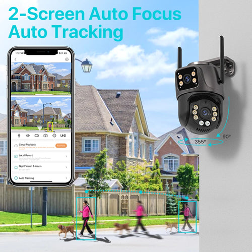 4K PTZ WiFi Security Camera – Dual Lens, AI Auto Tracking, Night Vision, Outdoor Waterproof | iCSee