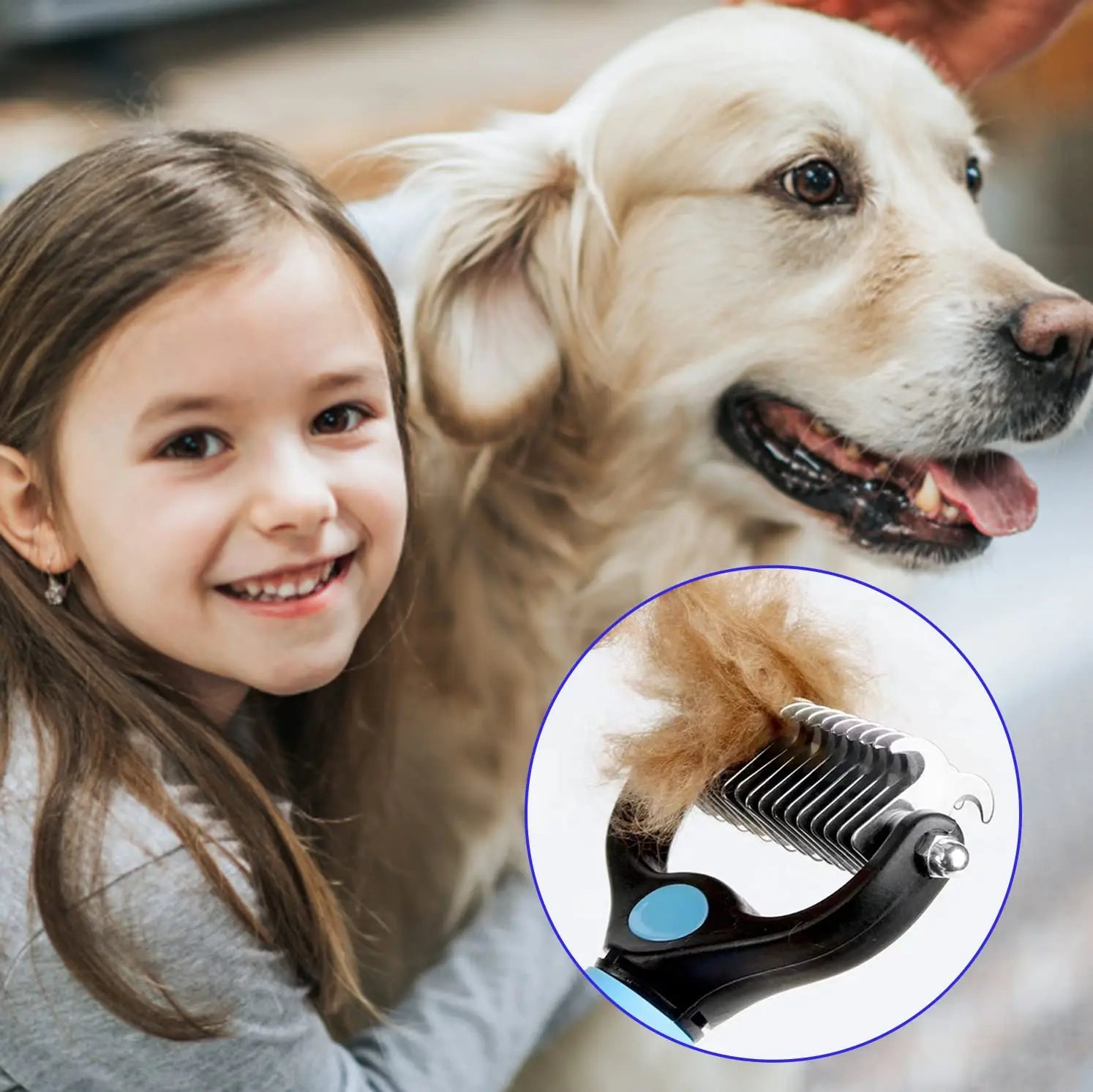 Professional Pet Deshedding Brush – Dog & Cat Hair Remover Grooming Tool