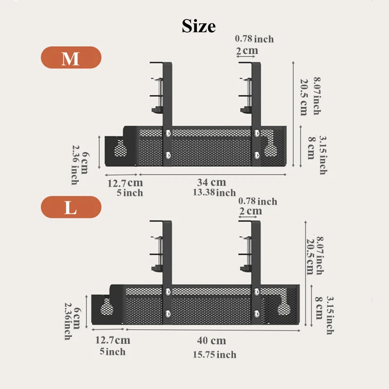 No-Drill Under Desk Cable Management Tray – Extendable Wire Organizer for Home & Office