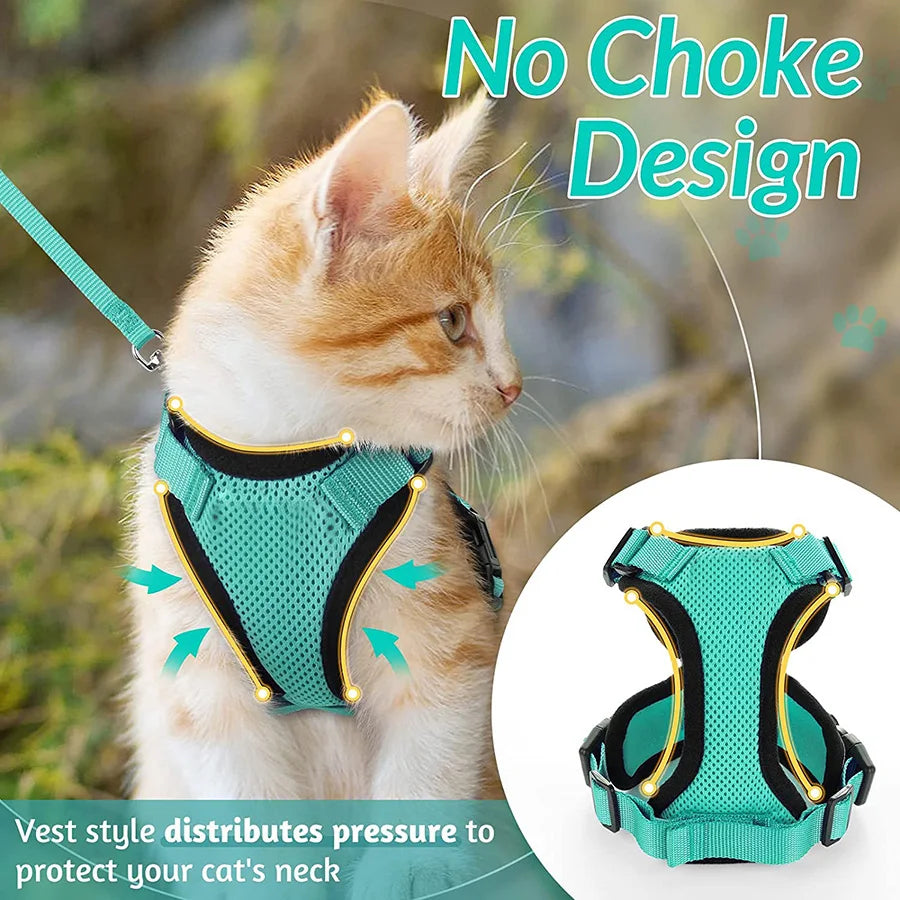 Escape-Proof Cat Harness & Leash Set – Soft Adjustable Walking Vest for Cats