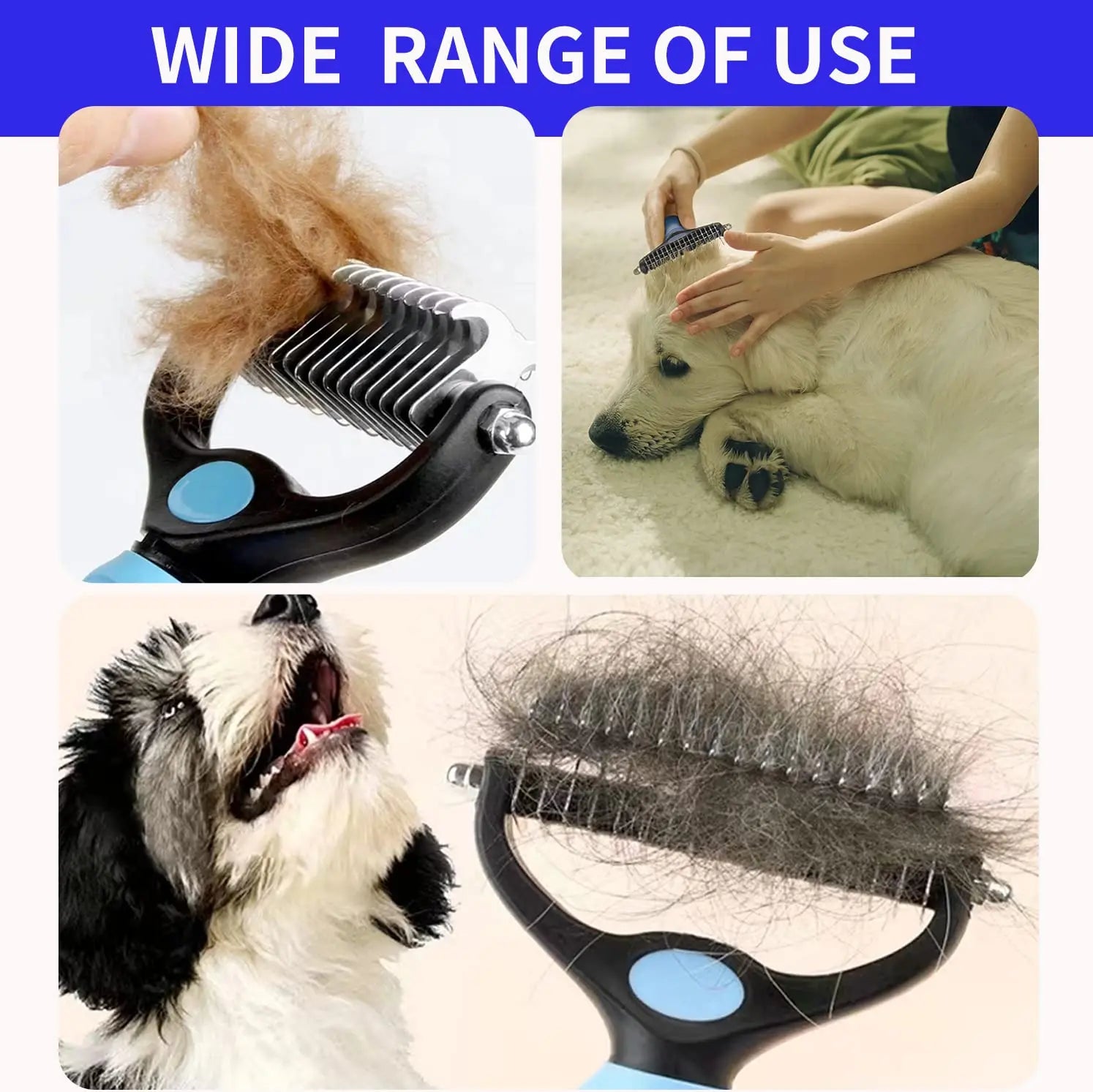 Professional Pet Deshedding Brush – Dog & Cat Hair Remover Grooming Tool