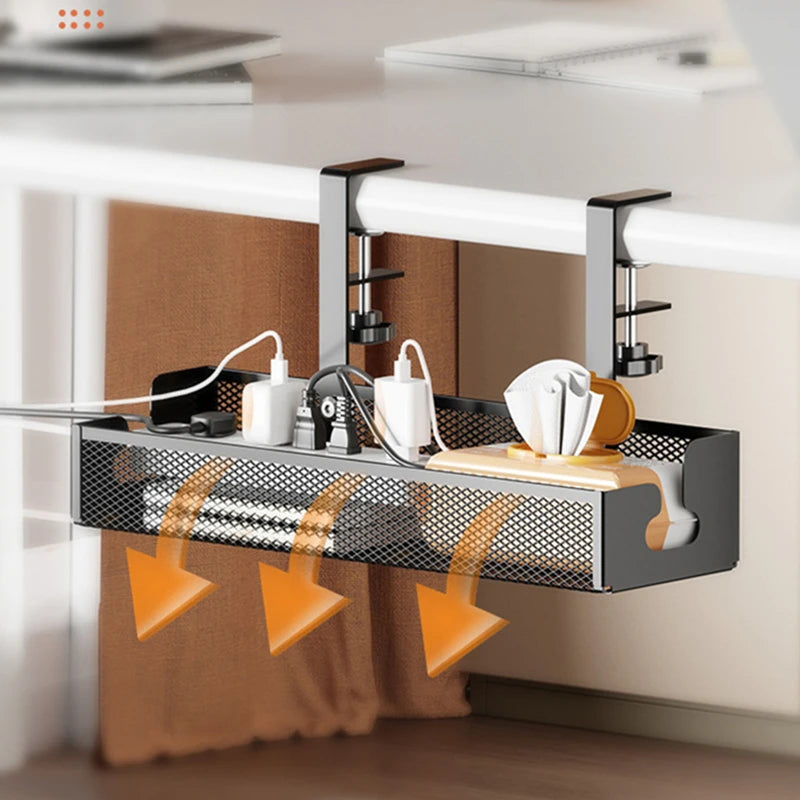 No-Drill Under Desk Cable Management Tray – Extendable Wire Organizer for Home & Office