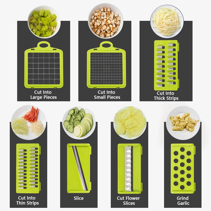 14-in-1 Multifunctional Vegetable Chopper – Onion Dicer, Slicer & Food Cutter with Container