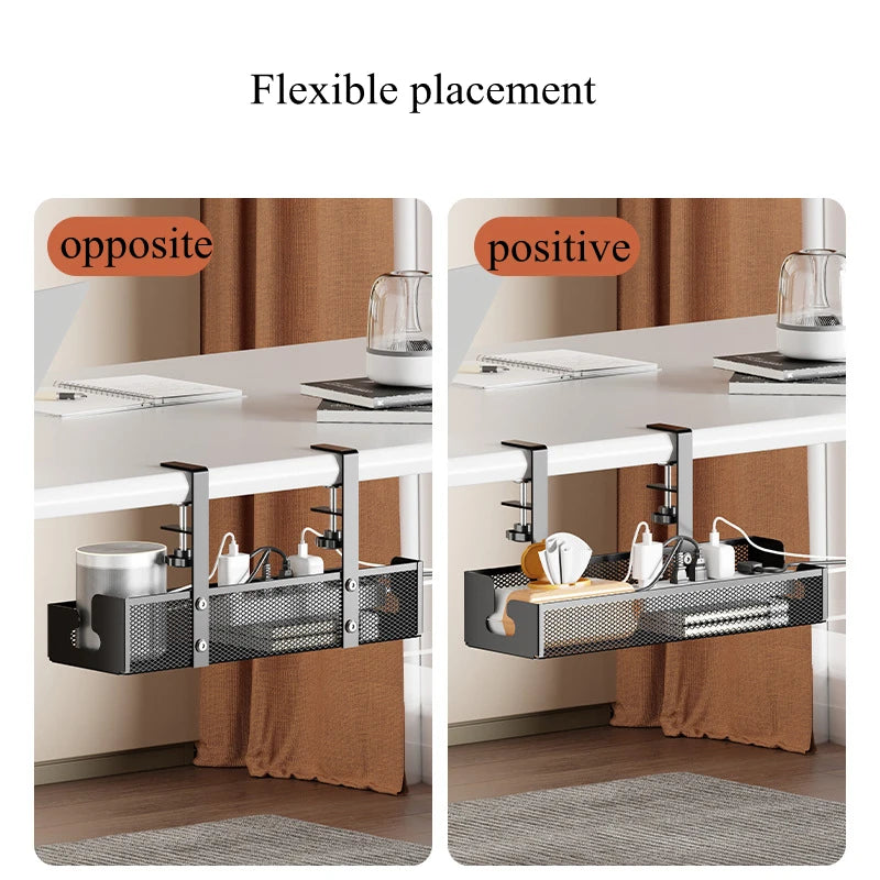 No-Drill Under Desk Cable Management Tray – Extendable Wire Organizer for Home & Office