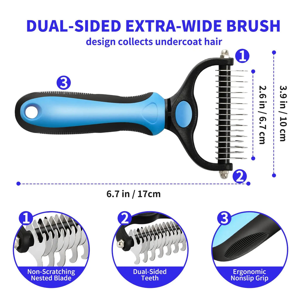 Professional Pet Deshedding Brush – Dog & Cat Hair Remover Grooming Tool