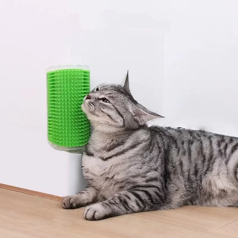 Cat Self-Grooming Wall Corner Brush – Massage Comb & Pet Hair Removal Tool