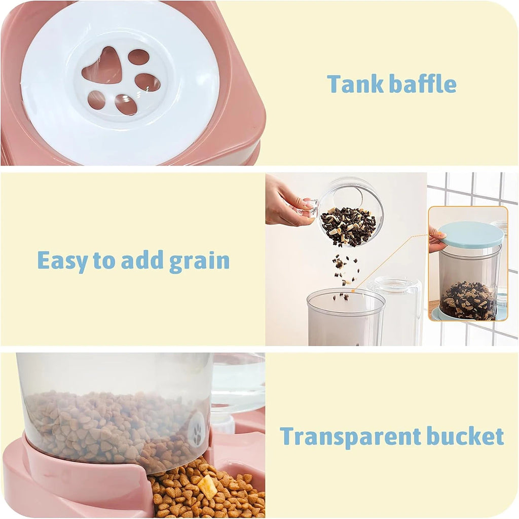 2-in-1 Automatic Cat Feeder & Water Dispenser Set – Gravity Food and Water Feeder for Pets