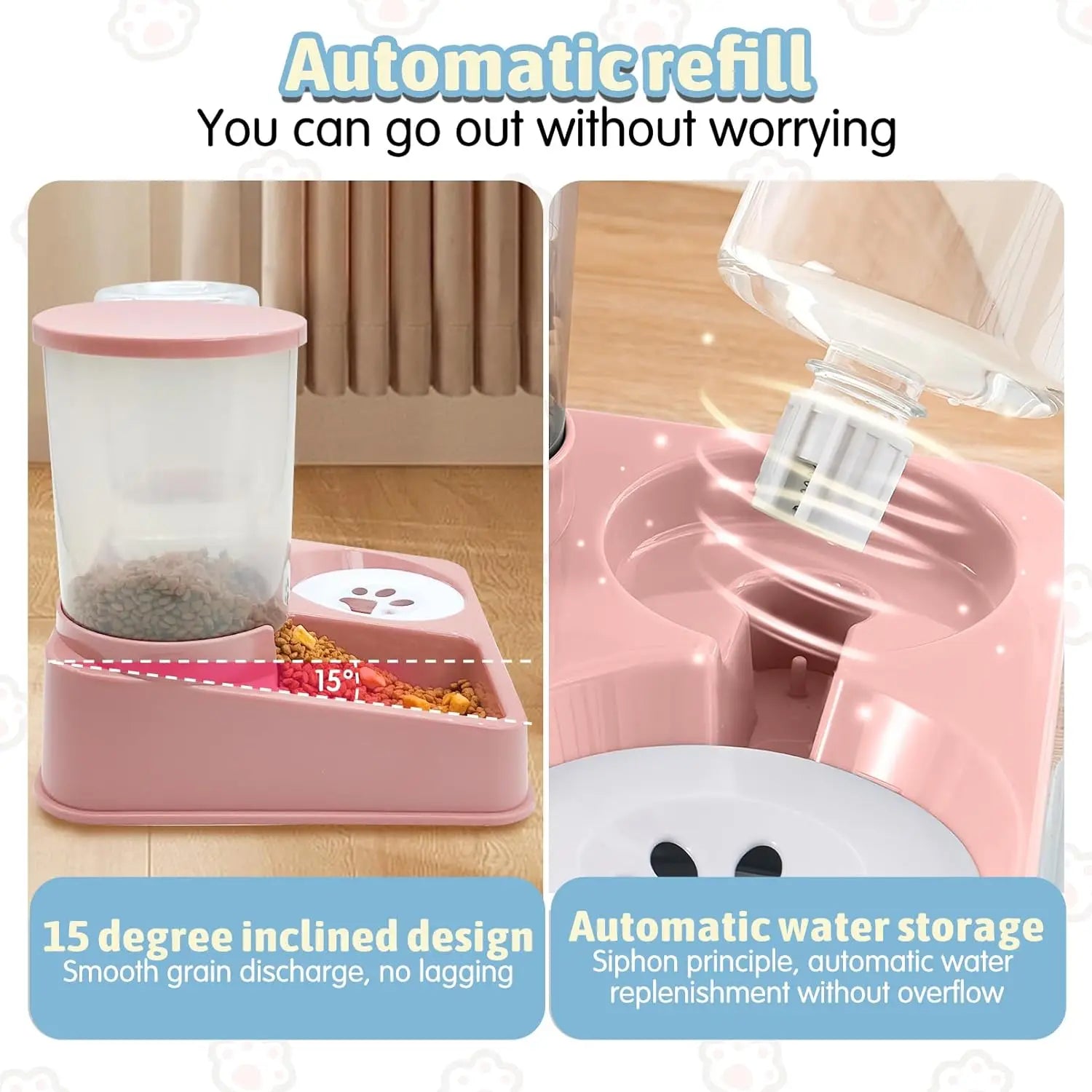 2-in-1 Automatic Cat Feeder & Water Dispenser Set – Gravity Food and Water Feeder for Pets