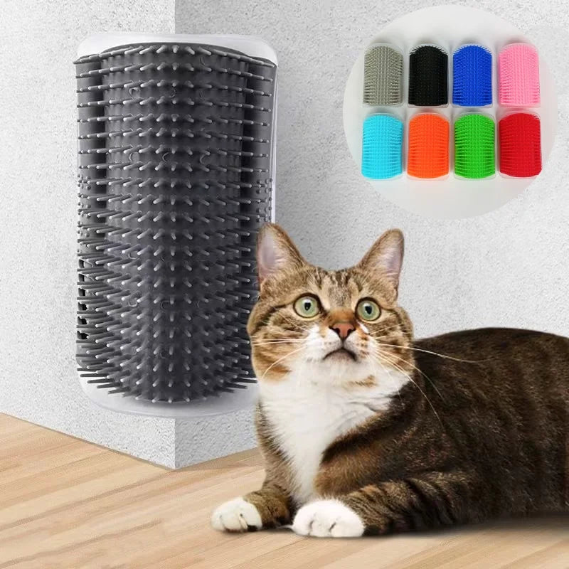 Cat Self-Grooming Wall Corner Brush – Massage Comb & Pet Hair Removal Tool