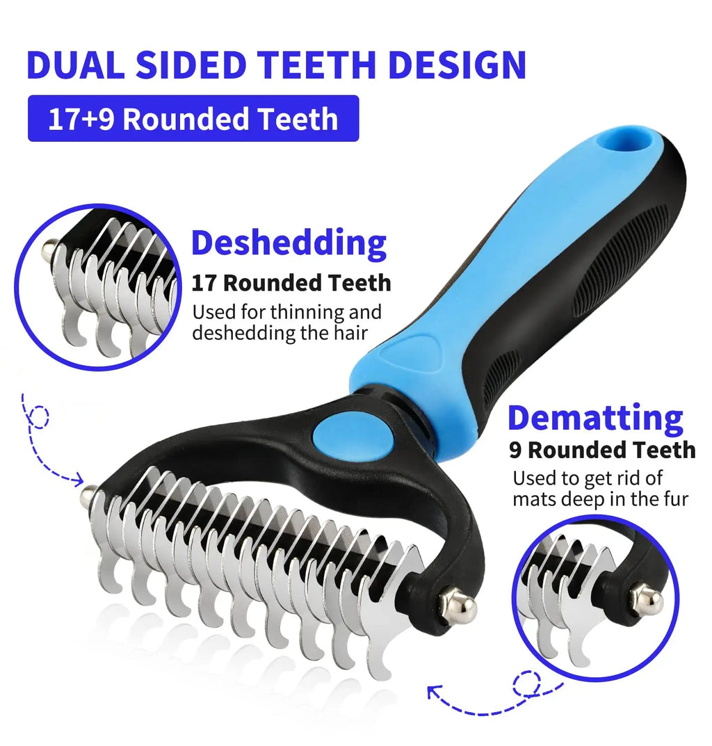 Professional Pet Deshedding Brush – Dog & Cat Hair Remover Grooming Tool