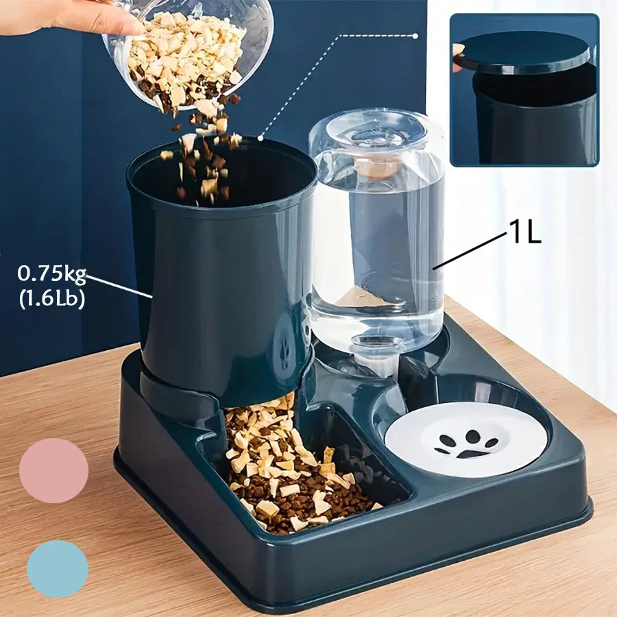 2-in-1 Automatic Cat Feeder & Water Dispenser Set – Gravity Food and Water Feeder for Pets