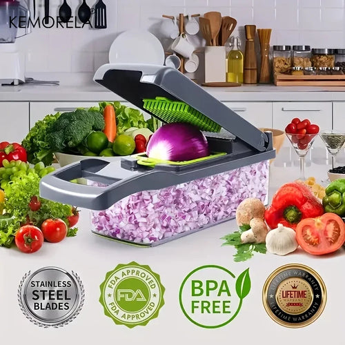 14-in-1 Multifunctional Vegetable Chopper – Onion Dicer, Slicer & Food Cutter with Container