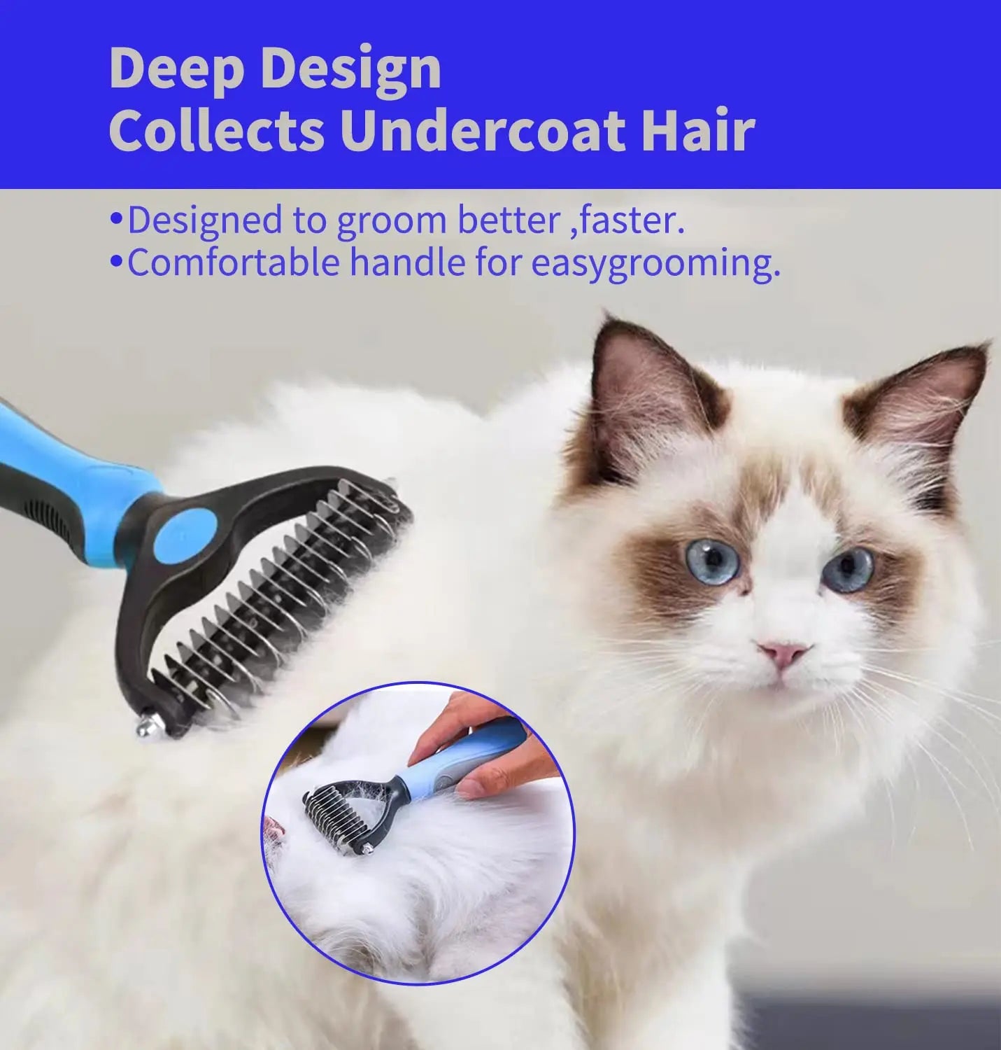 Professional Pet Deshedding Brush – Dog & Cat Hair Remover Grooming Tool