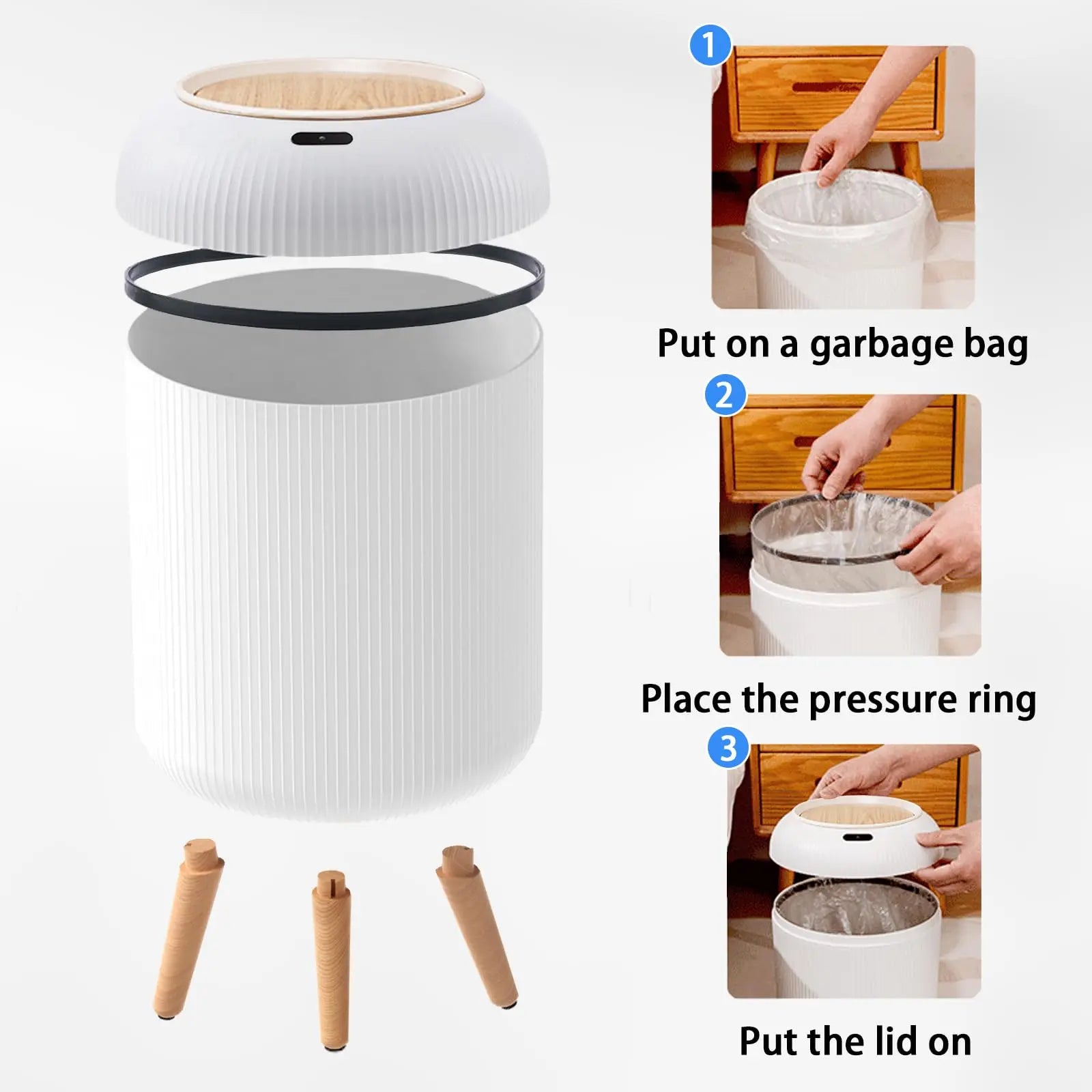 Smart Automatic Trash Can with Lid – Touchless Motion Sensor Waste Bin for Kitchen & Bathroom