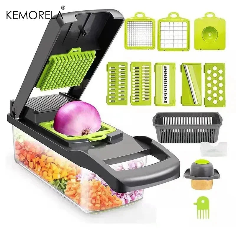 14-in-1 Multifunctional Vegetable Chopper – Onion Dicer, Slicer & Food Cutter with Container