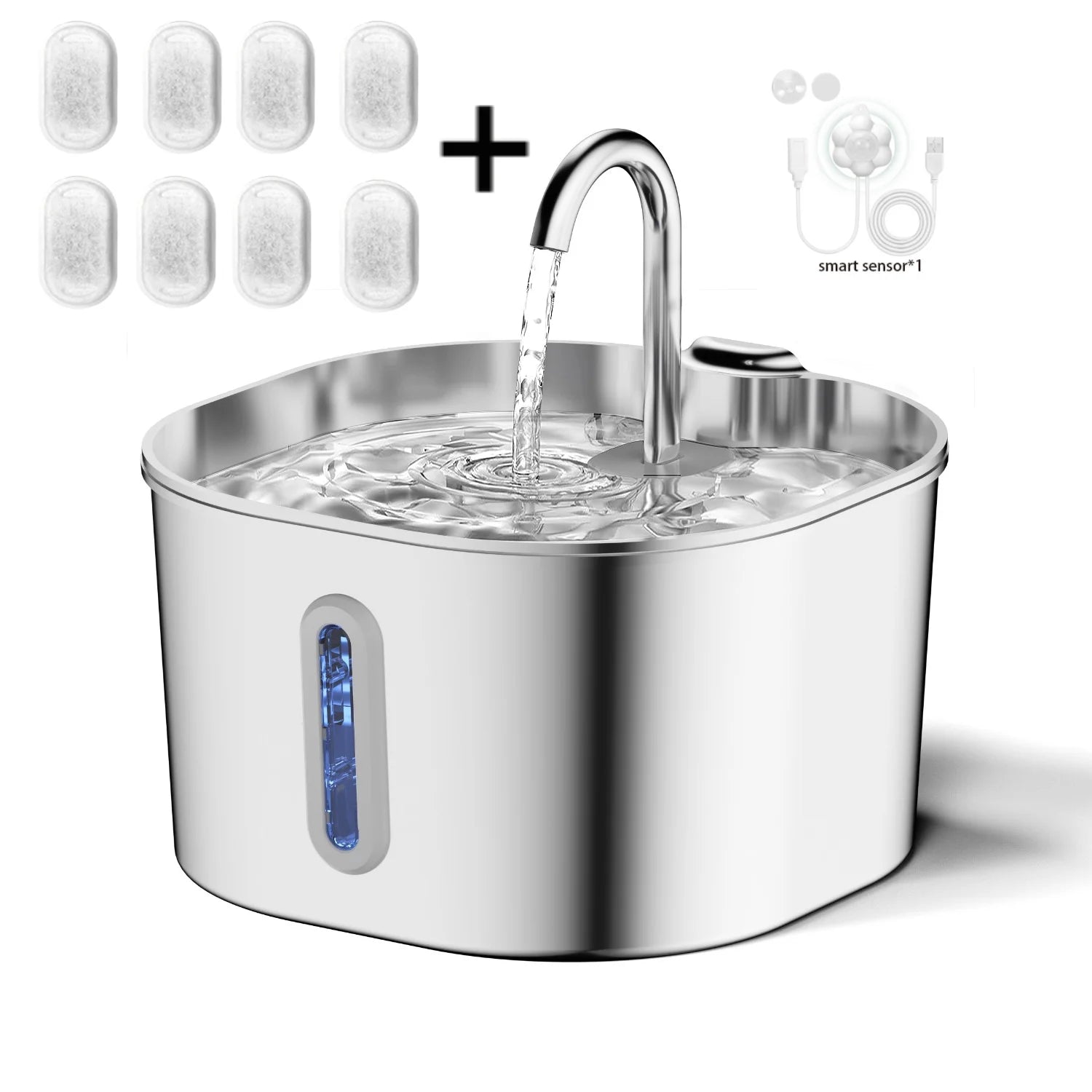 Stainless Steel Pet Water Fountain - 2.2L Automatic Water Dispenser For Cats & Dogs