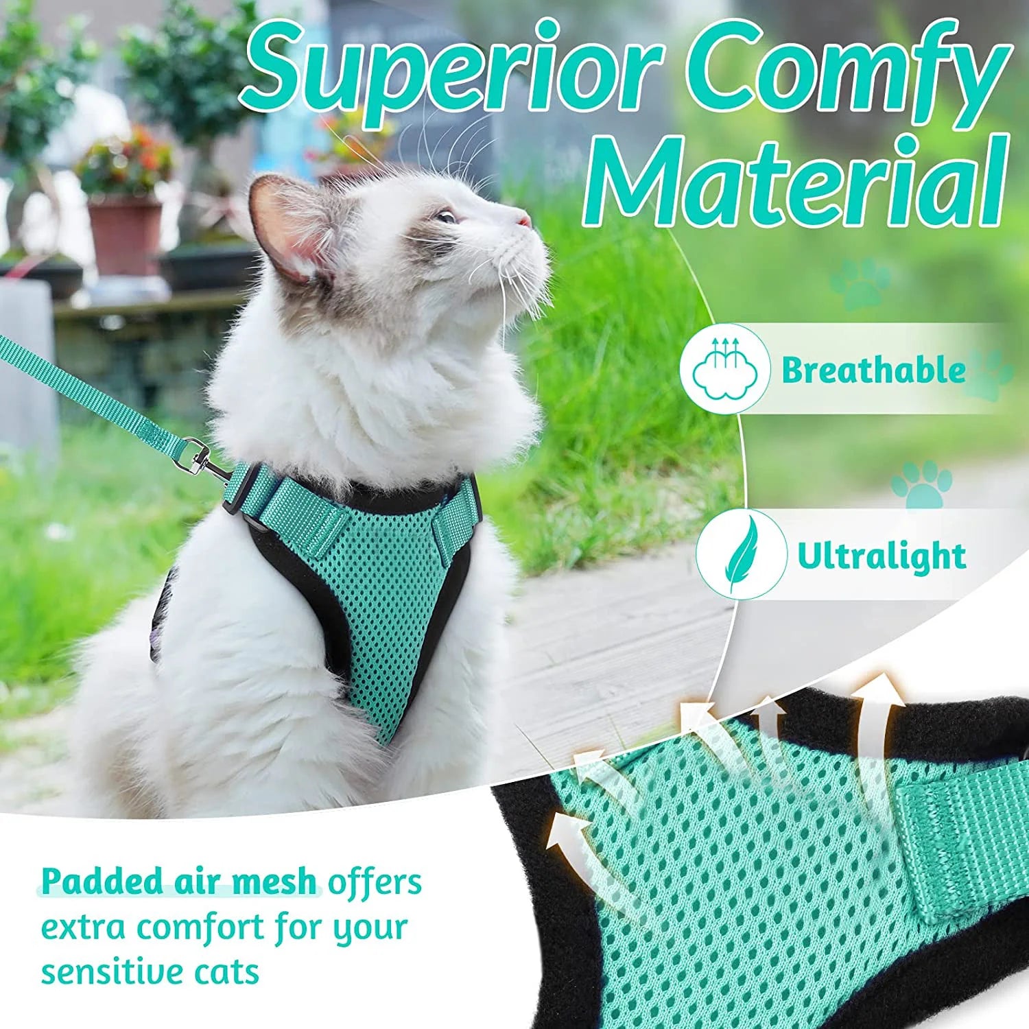 Escape-Proof Cat Harness & Leash Set – Soft Adjustable Walking Vest for Cats