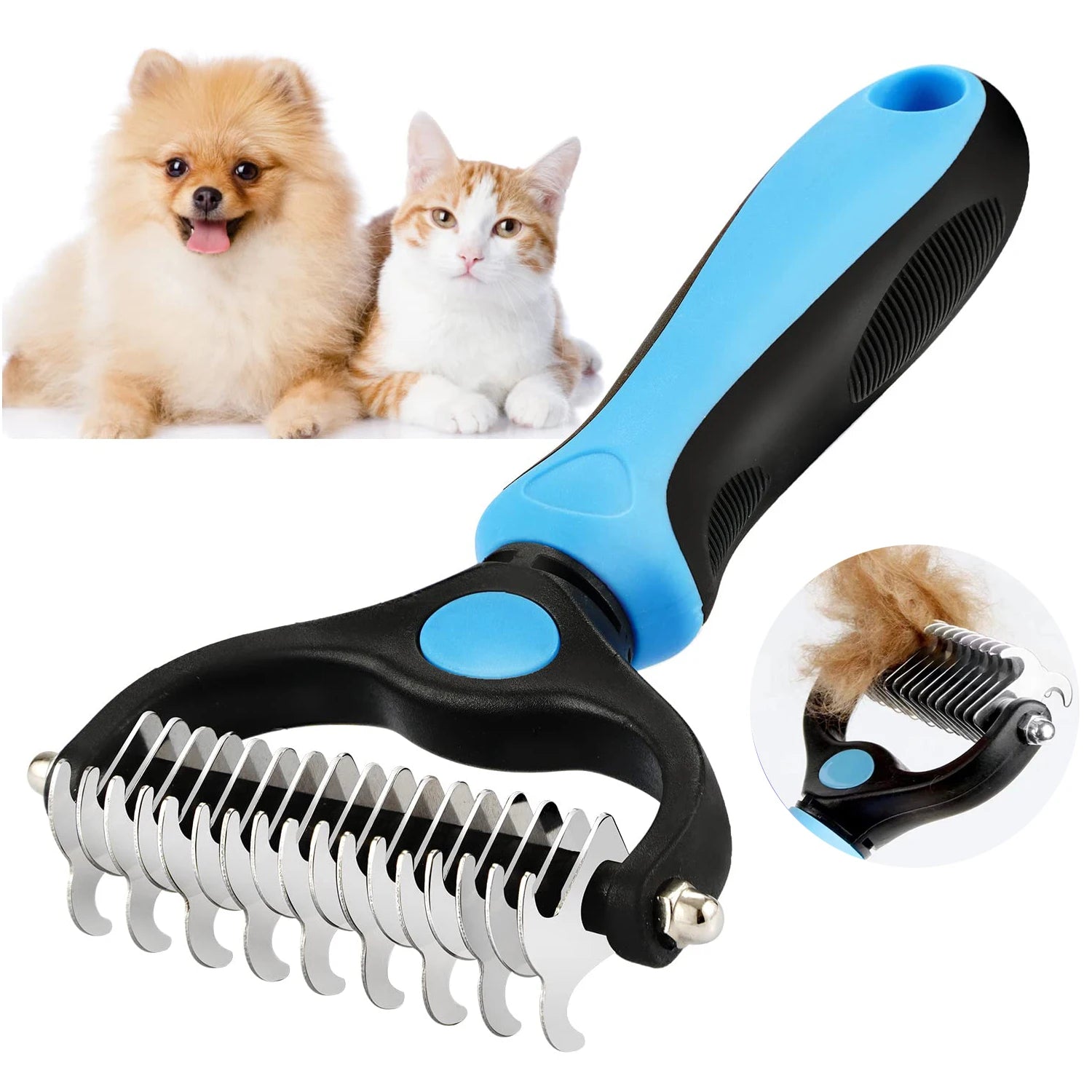 Professional Pet Deshedding Brush – Dog & Cat Hair Remover Grooming Tool