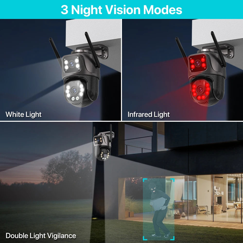 4K PTZ WiFi Security Camera – Dual Lens, AI Auto Tracking, Night Vision, Outdoor Waterproof | iCSee